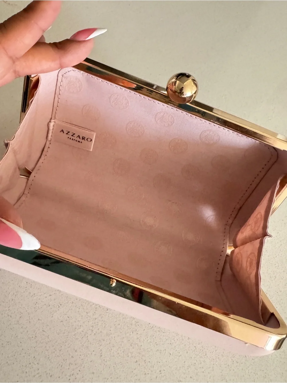 Wanted Girl Pink Clutch with Gold Frame